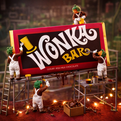 Tablette de chocolat Wonka avec ticket d'or mignon