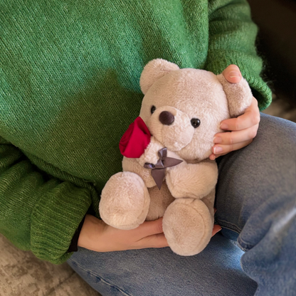 Ours en peluche ultra doux avec rose