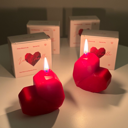 Bougie cœur parfumée à la rose